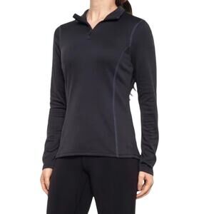 SPYDER 1/4 Zip T-Neck Top Women Sz S Black Outdoor Athletic Sporty Comfy Running